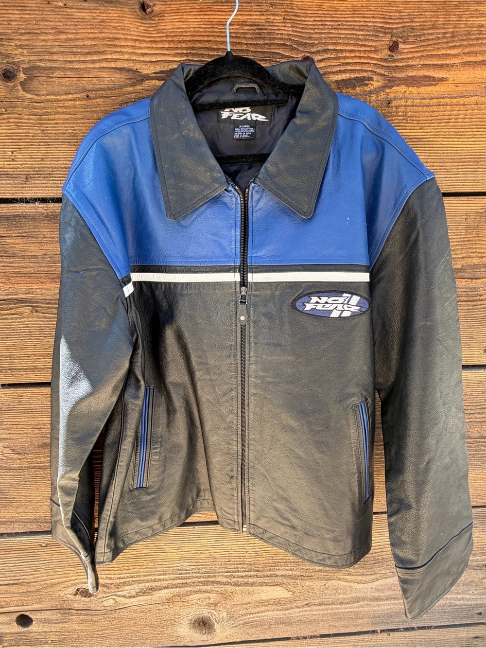 Vintage No Fear Leather Zip Jacket